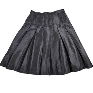 Nabi Pleated "Taffeta"  A Line Skirt, Black, Small